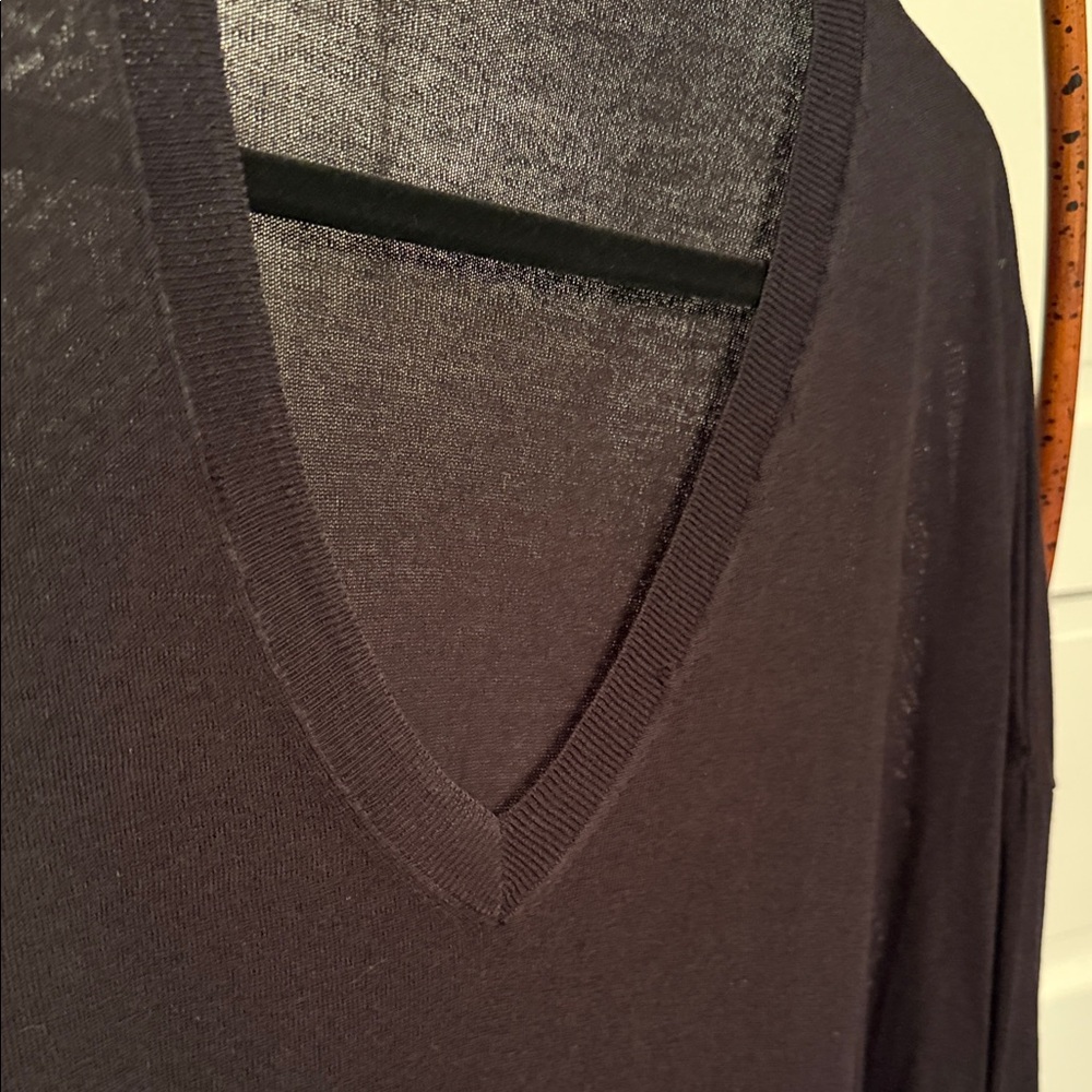 Zara Women's semi sheer dark vamp long sleeve layering top L - Picture 4 of 8